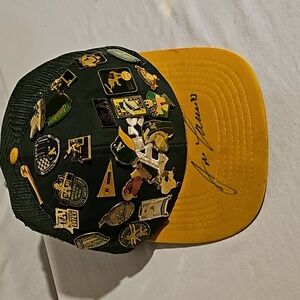 1980s Jose Canseco signed Oakland A's MLB Fan's Hat with Pins